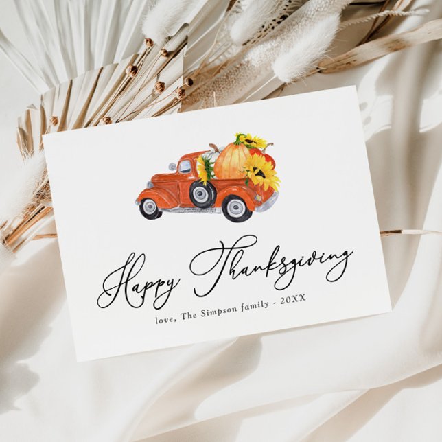 Cartes Pour Fêtes Annuelles bon thanksgiving de script de camion citrouille (Créateur téléchargé)