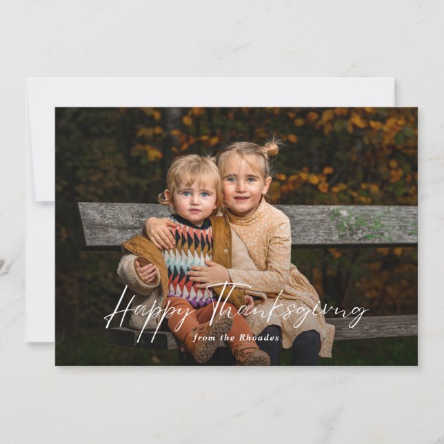 Cartes Pour Fêtes Annuelles Bon thanksgiving de script moderne photo (Devant)