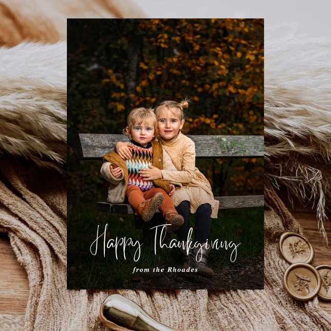 Cartes Pour Fêtes Annuelles Bon thanksgiving de script moderne photo (Créateur téléchargé)