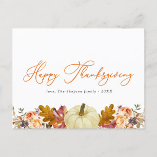 Cartes Pour Fêtes Annuelles bon thanksgiving de script orange salutation