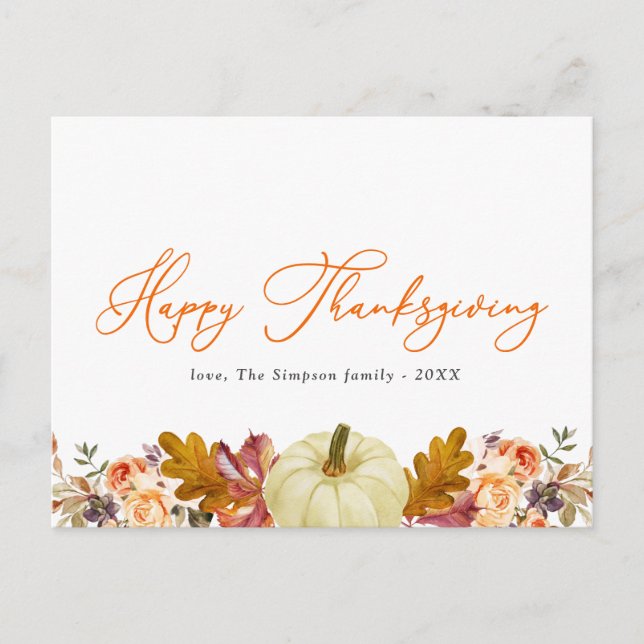 Cartes Pour Fêtes Annuelles bon thanksgiving de script orange salutation (Devant)