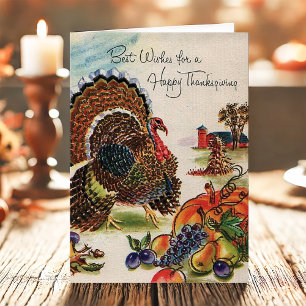 Cartes Pour Fêtes Annuelles Bon thanksgiving de Turquie vintage