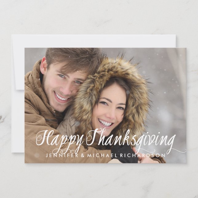 Cartes Pour Fêtes Annuelles Bon thanksgiving de typographie moderne simple pho (Devant)
