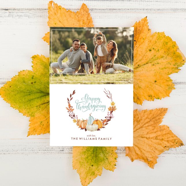 Cartes Pour Fêtes Annuelles Bon thanksgiving Delicate Fall Wreath (Créateur téléchargé)