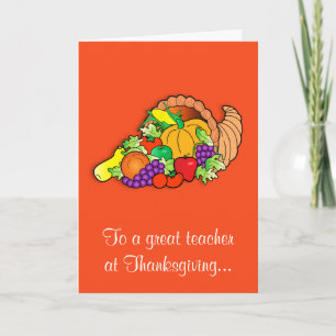 Cartes Pour Fêtes Annuelles Bon thanksgiving enseignant avec Cornucopia