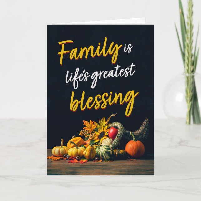 Cartes Pour Fêtes Annuelles Bon thanksgiving Famille Belle Cornucopia (Devant)