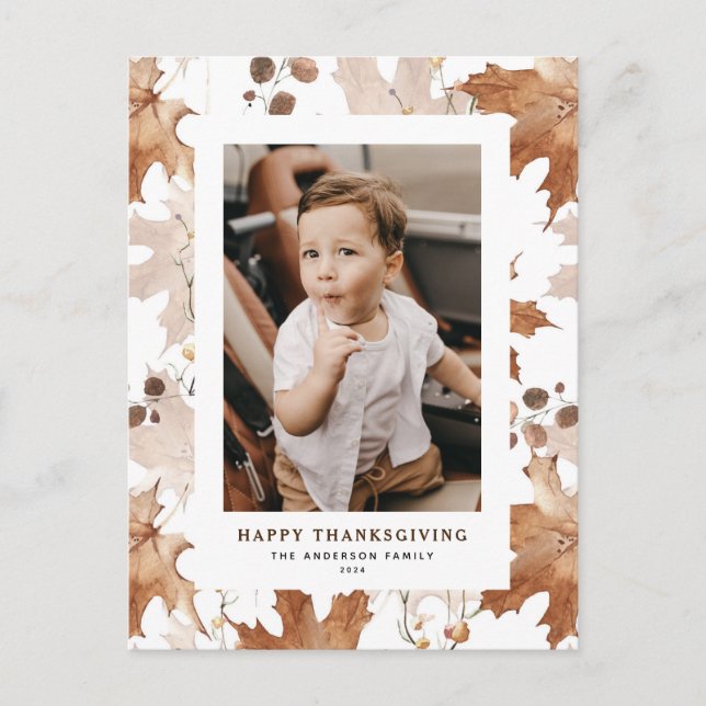 Cartes Pour Fêtes Annuelles Bon thanksgiving Feuille d'automne (Devant)
