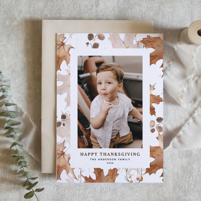 Cartes Pour Fêtes Annuelles Bon thanksgiving Feuille d'automne (Créateur téléchargé)