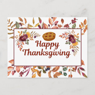 Cartes Pour Fêtes Annuelles Bon thanksgiving Feuilles d'aquarelle, Berries