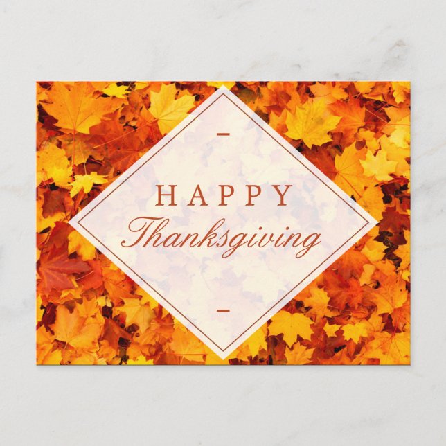Cartes Pour Fêtes Annuelles Bon thanksgiving | Feuilles d'automne rouge or élé (Devant)