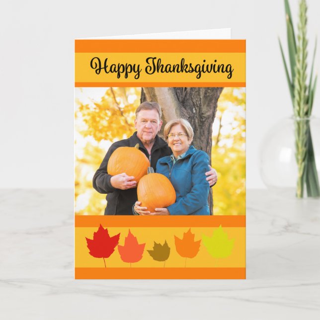 Cartes Pour Fêtes Annuelles Bon thanksgiving Feuilles de chute Cadre photo per (Devant)