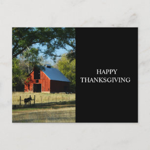 Cartes Pour Fêtes Annuelles Bon thanksgiving - grange et cheval rouges