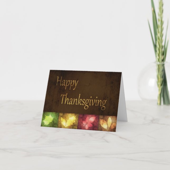 Cartes Pour Fêtes Annuelles Bon thanksgiving Grunge Feuilles (Devant)