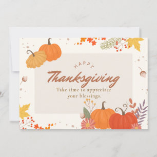 Cartes Pour Fêtes Annuelles Bon thanksgiving Illustrant Orange Et Beige