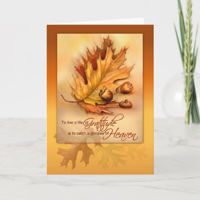 Cartes Pour Fêtes Annuelles Bon thanksgiving, la vie du feuille d'automne de (Devant)