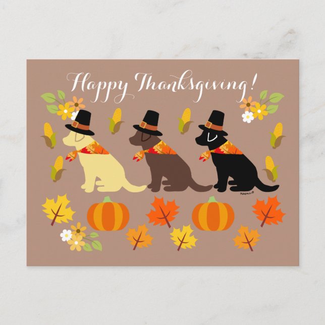 Cartes Pour Fêtes Annuelles Bon thanksgiving Labrador Silhouette (Devant)