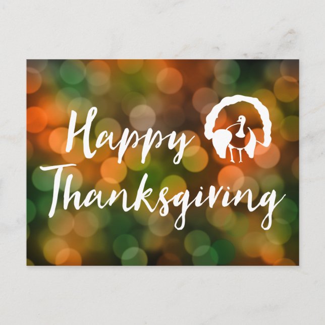 Cartes Pour Fêtes Annuelles Bon thanksgiving (lumières de chute de bokeh) (Devant)