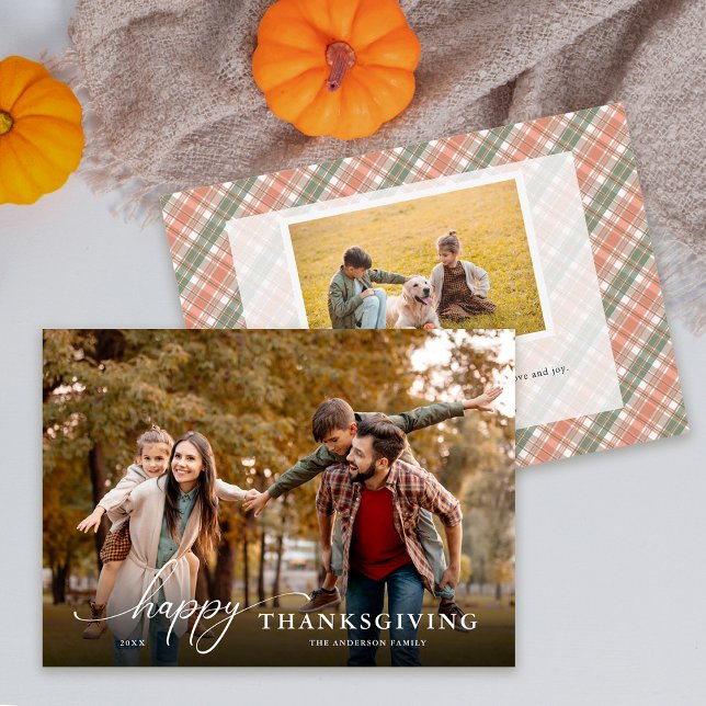 Cartes Pour Fêtes Annuelles Bon thanksgiving Modern Scrip Message 2 Photo (Créateur téléchargé)