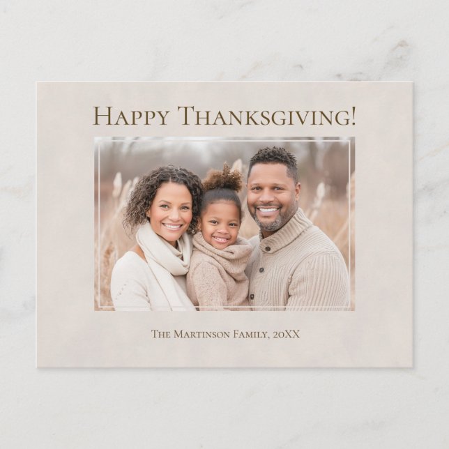 Cartes Pour Fêtes Annuelles Bon thanksgiving Moderne Neutre Photo Famille (Devant)