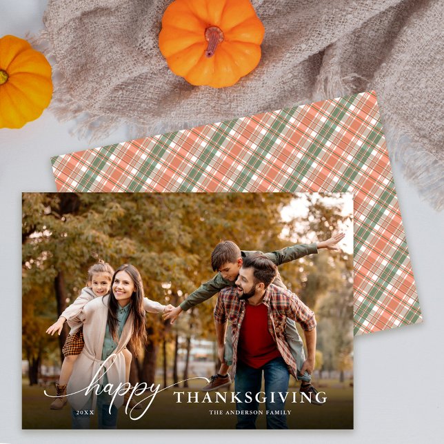 Cartes Pour Fêtes Annuelles Bon thanksgiving moderne Script photo complète (Créateur téléchargé)