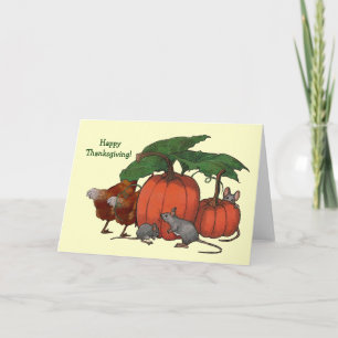 Cartes Pour Fêtes Annuelles bon thanksgiving ! Morceaux, citrouilles, poulets,