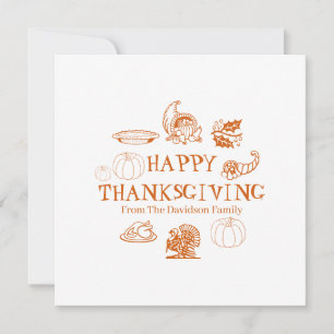 Cartes Pour Fêtes Annuelles Bon thanksgiving nom de famille personnalisé