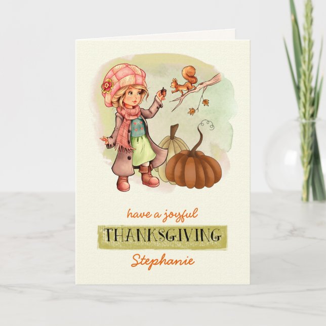 Cartes Pour Fêtes Annuelles Bon thanksgiving. Nom personnalisé (Devant)