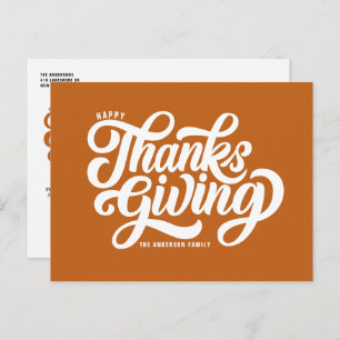 Cartes Pour Fêtes Annuelles Bon thanksgiving orange de script en gras