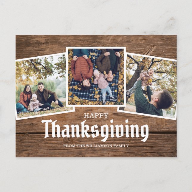 Cartes Pour Fêtes Annuelles Bon thanksgiving Pays Rustique Famille Photo (Devant)