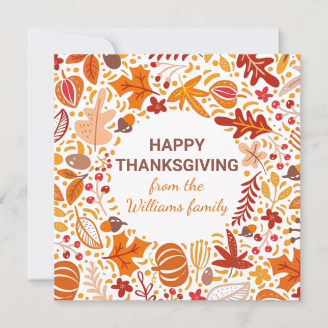 Cartes Pour Fêtes Annuelles Bon thanksgiving personnalisé Feuilles Automne Wre (Devant)