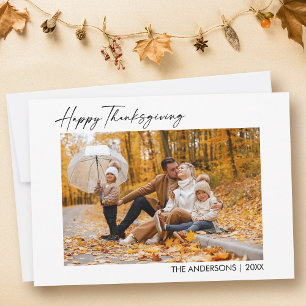 Cartes Pour Fêtes Annuelles Bon thanksgiving photo Calligraphy Ink Script