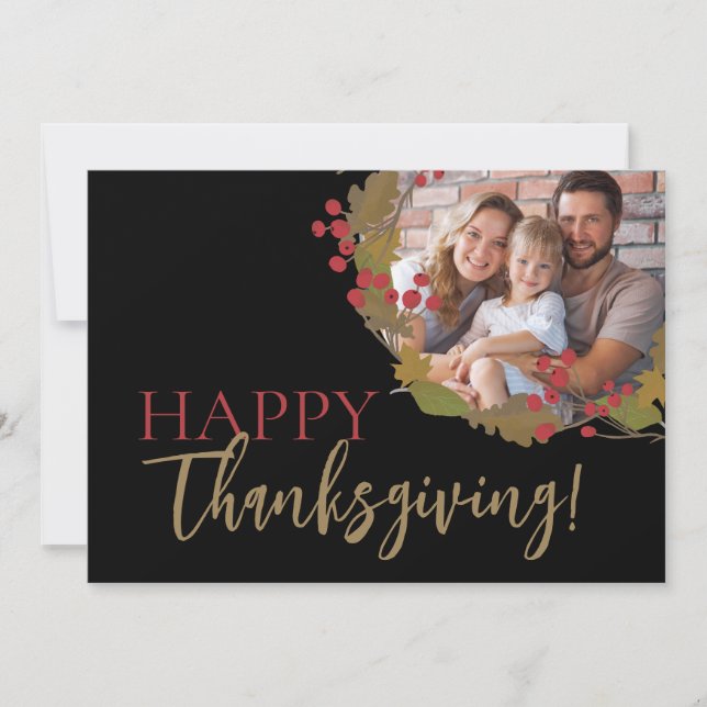 Cartes Pour Fêtes Annuelles Bon thanksgiving photo de famille des feuilles d'a (Devant)