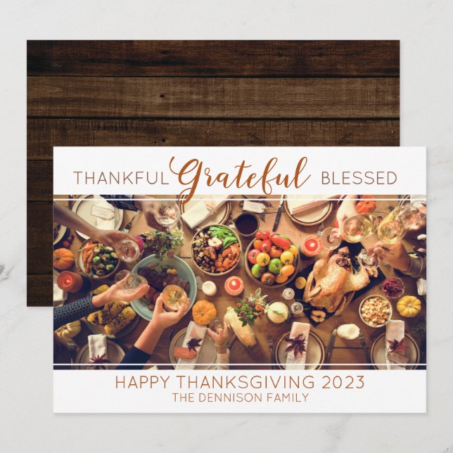 Cartes Pour Fêtes Annuelles Bon thanksgiving Remerciements Gratuit Photo Béni (Devant / Derrière)