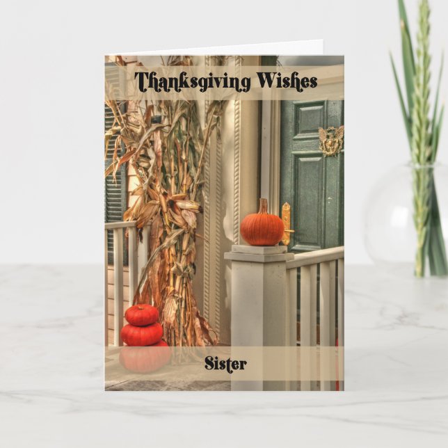 Cartes Pour Fêtes Annuelles Bon thanksgiving soeur (Devant)