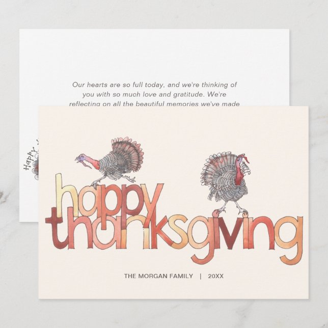 Cartes Pour Fêtes Annuelles Bon thanksgiving traditionnel Turquie Thanksgiving (Devant / Derrière)