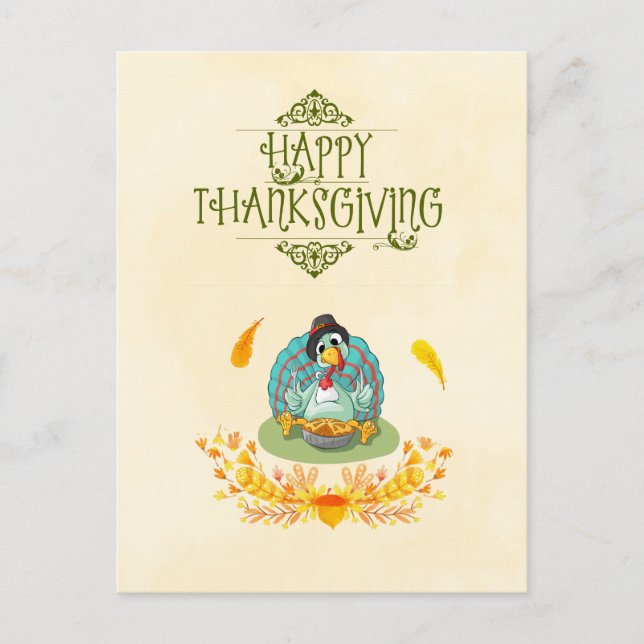 Cartes Pour Fêtes Annuelles Bon thanksgiving Turquie Manger Citrouille tarte (Devant)