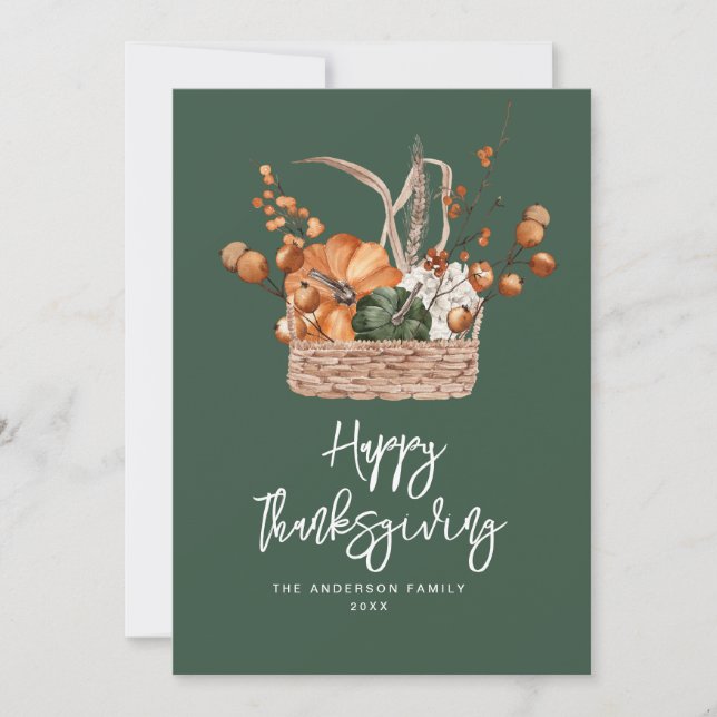 Cartes Pour Fêtes Annuelles bon thanksgiving vert de récolte d'automne (Devant)