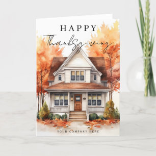 Cartes Pour Fêtes Annuelles Bon thanksgiving Watercolor House Immobilier