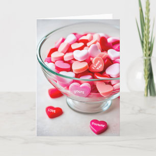 Cartes Pour Fêtes Annuelles Bonbons de coeur Valentine dans le bol