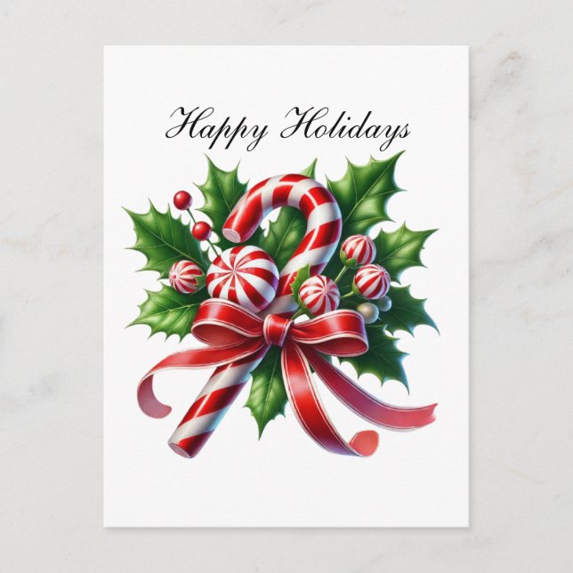 Cartes Pour Fêtes Annuelles Bonbons de menthe de Noël festif Personnalisable (Devant)