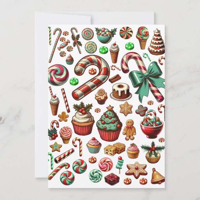 Cartes Pour Fêtes Annuelles Bonbons et friandises de Noël Clipart (Devant)