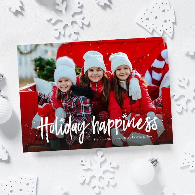 Cartes Pour Fêtes Annuelles Bonheur mignon simple une photo famille Noël (Créateur téléchargé)