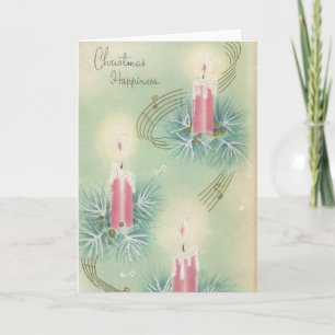 Cartes Pour Fêtes Annuelles Bonheur rose vintage de Noël