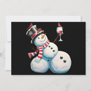 Cartes Pour Fêtes Annuelles Bonhomme de neige avec vin Noël cadeau de Noël drô