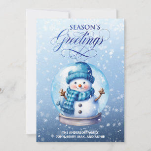 Cartes Pour Fêtes Annuelles Bonhomme de neige Bleu Blanc Vœux de Noël