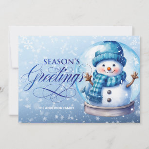 Cartes Pour Fêtes Annuelles Bonhomme de neige Bleu Vœux de Noël