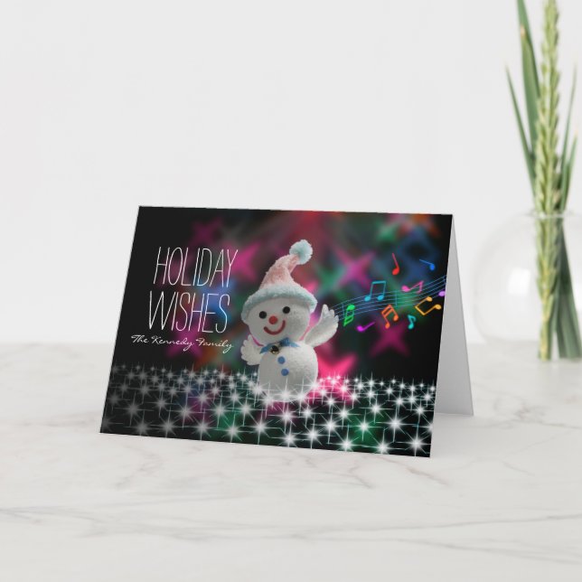 Cartes Pour Fêtes Annuelles Bonhomme de neige chanteur (Devant)
