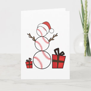 Cartes Pour Fêtes Annuelles Bonhomme de neige de base-ball de Noël drôle