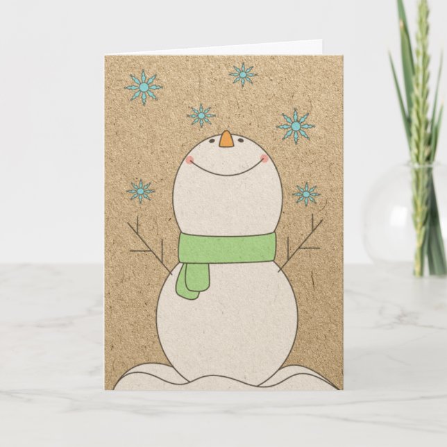 Cartes Pour Fêtes Annuelles Bonhomme de neige de Noël (Devant)