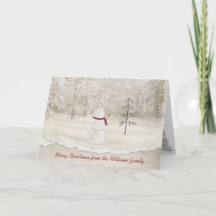 Cartes Pour Fêtes Annuelles Bonhomme de neige de Noël avec l'étoile d'or de la